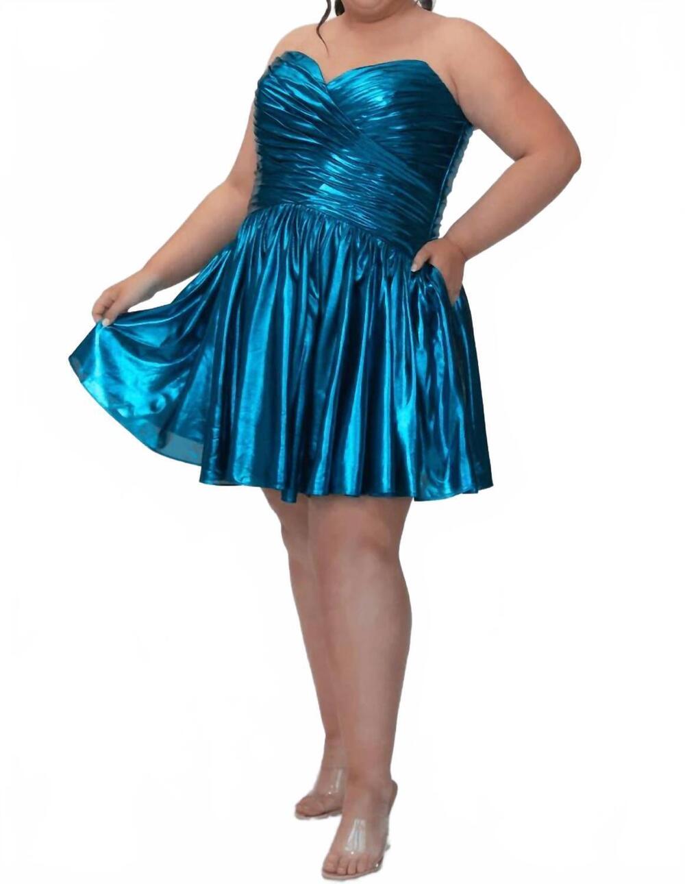 NEW SYDNEY'S CLOSET strapless homecoming prom dress in turquoise
